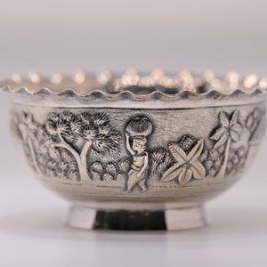 Antique 19C Indian Kutch Silver Bowl